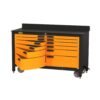 Swivel Storage Solutions Rolling Workbench With Drawers, 12-Drawer, 60-Inch
