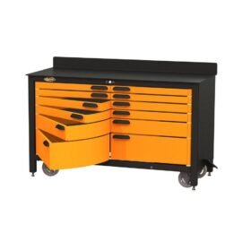 Swivel Storage Solutions Rolling Workbench With Drawers, 12-Drawer, 60-Inch