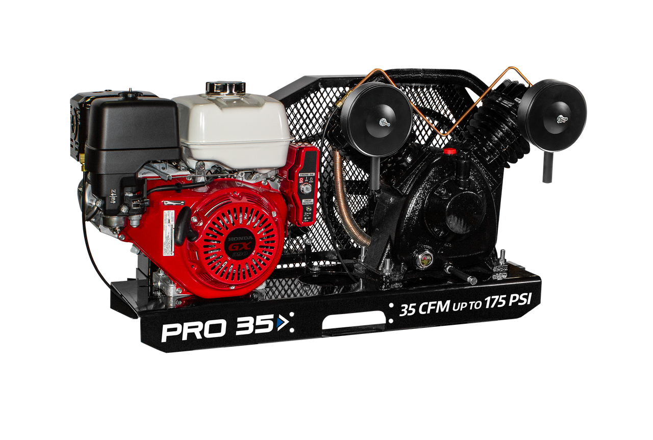 Vanair PRO 35 051956 35 CFM, Skid Mount, Electric Start, 11 HP Honda Air Compressor