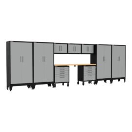 Armadillo Tough Grey 10-Piece Garage Cabinet System with Levelers and Casters