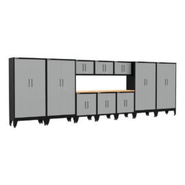 Armadillo Tough Grey 11-Piece Garage Cabinet Set with Levelers
