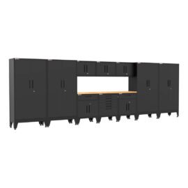 Armadillo Tough Black 11-Piece Garage Cabinet Setup with Levelers