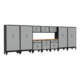 Armadillo Tough Grey 11-Piece Garage Cabinet Setup with Levelers