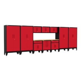 Armadillo Tough Red 11-Piece Garage Cabinet Setup with Levelers
