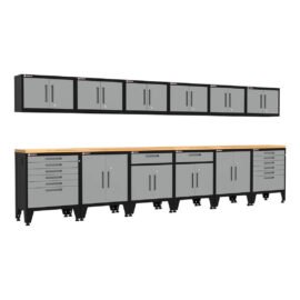 Armadillo Tough Grey 14-Piece Garage Cabinet Set with Levelers
