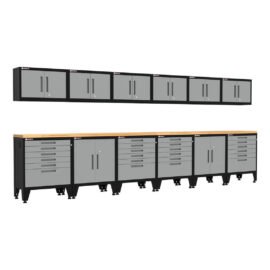 Armadillo Tough Grey 14-Piece Garage Cabinet Configuration with Levelers