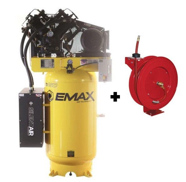 EMAX ESP07V080V1 7.5 HP Air Compressor, 80 Gallon, 1 Phase, 2 Stage W/ Silent Air - FREE GOODS