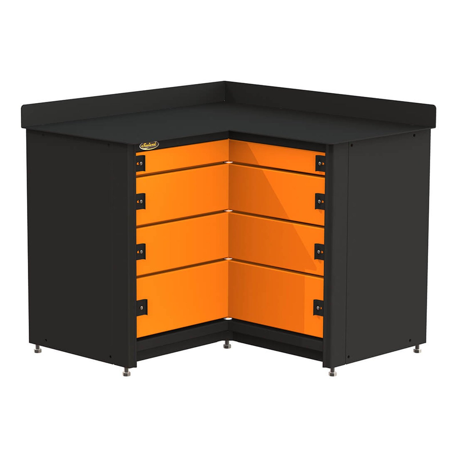 Swivel Storage Solutions Corner Workbench With Drawers