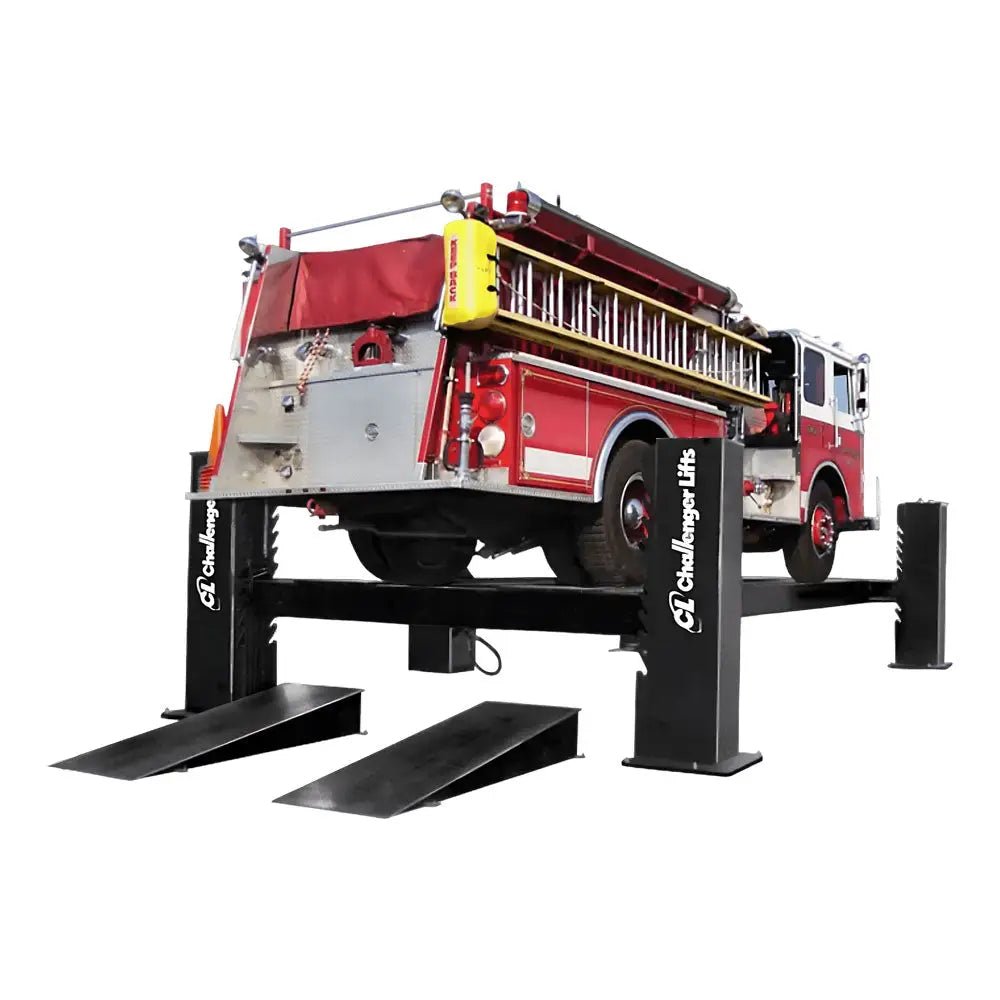 Challenger 44030E HD 4-Post Hydraulic Ext-Length Lift, 30,000 lb, Black Color